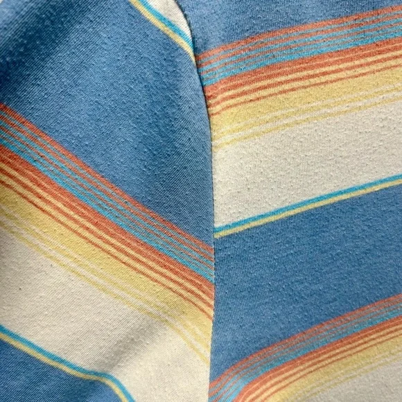 Salty Crew Men’s Medium Striped Technical Tee Hoodie with Blue and Yellow Tones - Picture 3 of 5